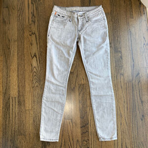 Robins Jeans Womens Low Rise Denim Skinny Light Gray Zip Fly Button Size 27